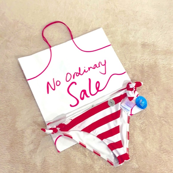 NEW FOREVER 21 Red & White Striped Bikini Bottom - Picture 2 of 9